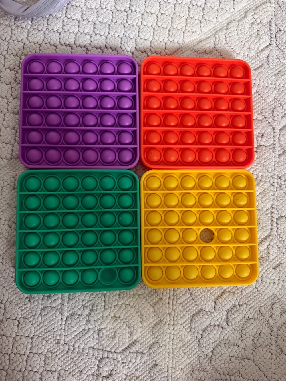 Kids Silicone Pop-It Fidget Toy Set — Purple, Red, Green & Yellow
